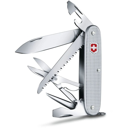 Swiss Army Brands 2024 Victorinox Farmer X Silver Alox, Ribbed 93Mm VIC-0.8271.26